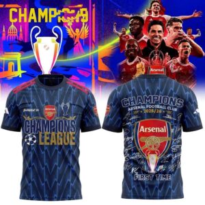 Arsenal Champions League 2026 First Time Champions Tee Hoodie