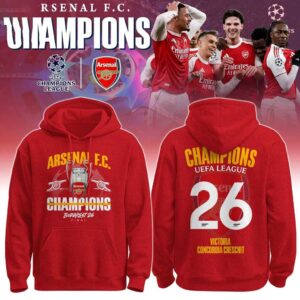 Arsenal FC Champions UEFA League 2026 Kings of Europe Tee Hoodie