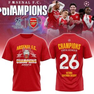 Arsenal FC Champions UEFA League 2026 Kings of Europe Tee Hoodie