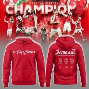 Arsenal Premier League Champions 2026 Red Hoodie