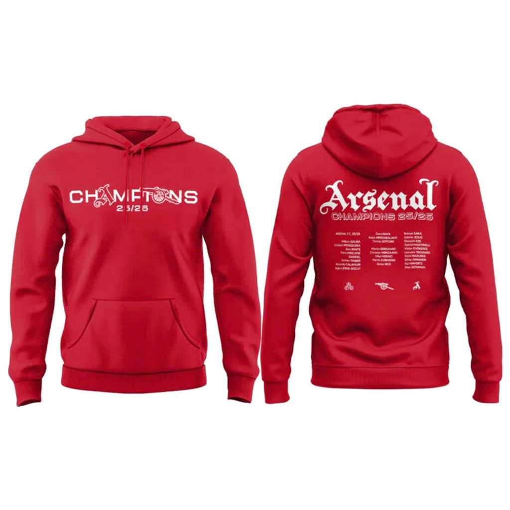Arsenal Premier League Champions 2026 Red Hoodie Arsenal Premier League Champions 2026 Red Hoodie