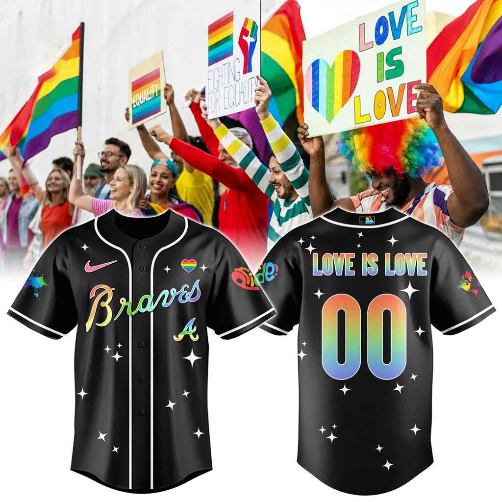 Atlanta Braves Diamond with Pride Custom Name Jersey Atlanta Braves Diamond with Pride Custom Name Jersey