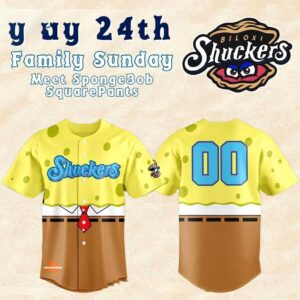 Biloxi Shuckers 2026 SpongeBob Family Sunday Custom Baseball Jersey