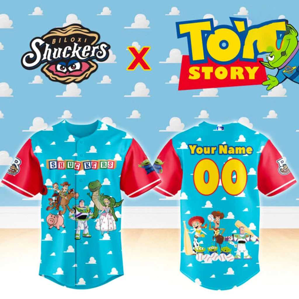 Biloxi Shuckers Toy Story Night Baseball Jersey Biloxi Shuckers Toy Story Night Baseball Jersey