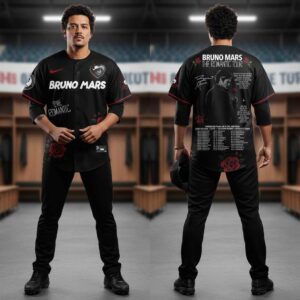 Bruno Mars The Romantic Tour 2026 Black Baseball Jersey