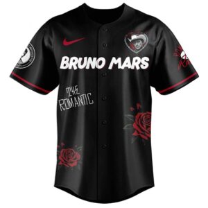Bruno Mars The Romantic Tour 2026 Black Baseball Jersey