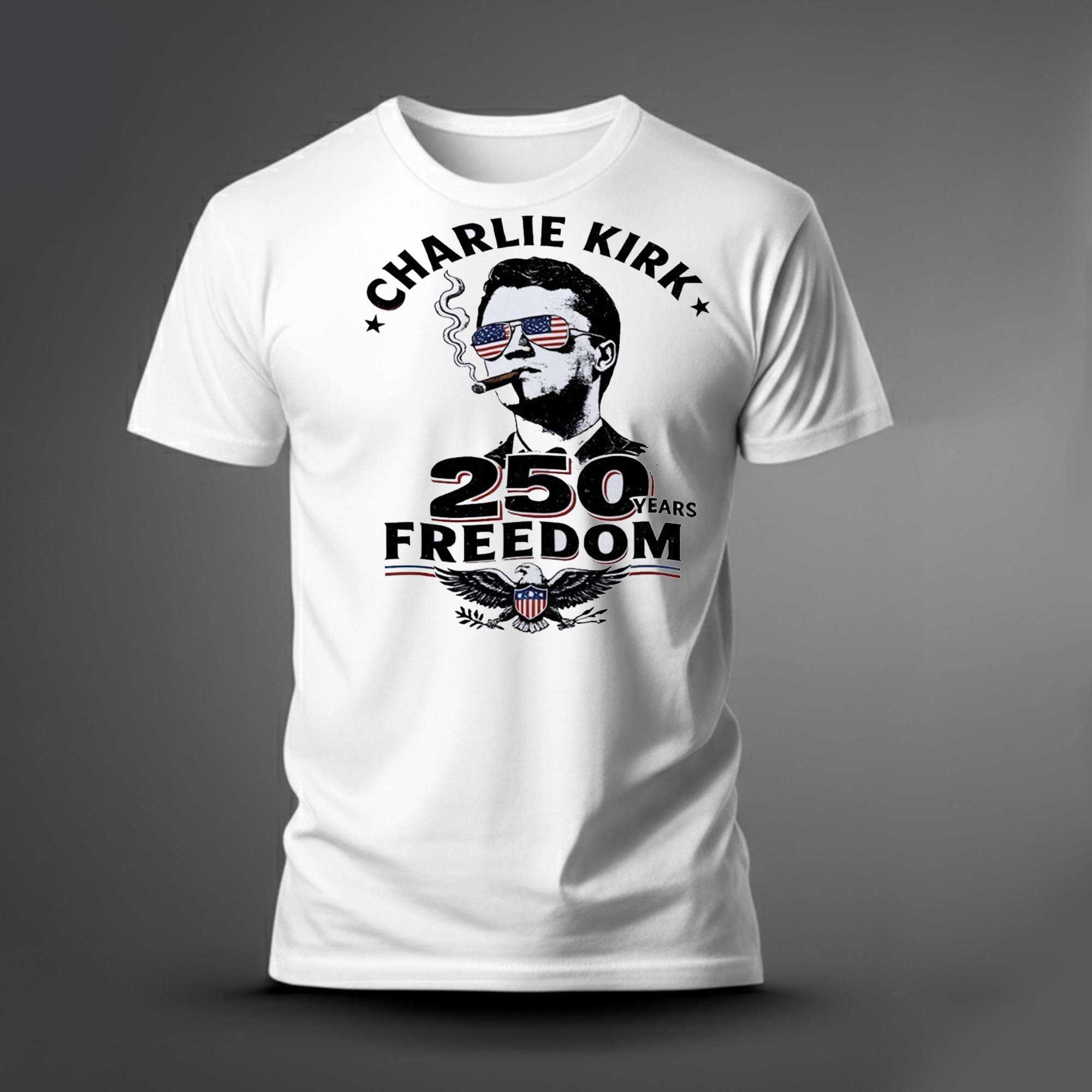 Charlie Kirk cigar Freedom USA 250th Anniversary signature Tee Charlie Kirk cigar Freedom USA 250th Anniversary signature Tee