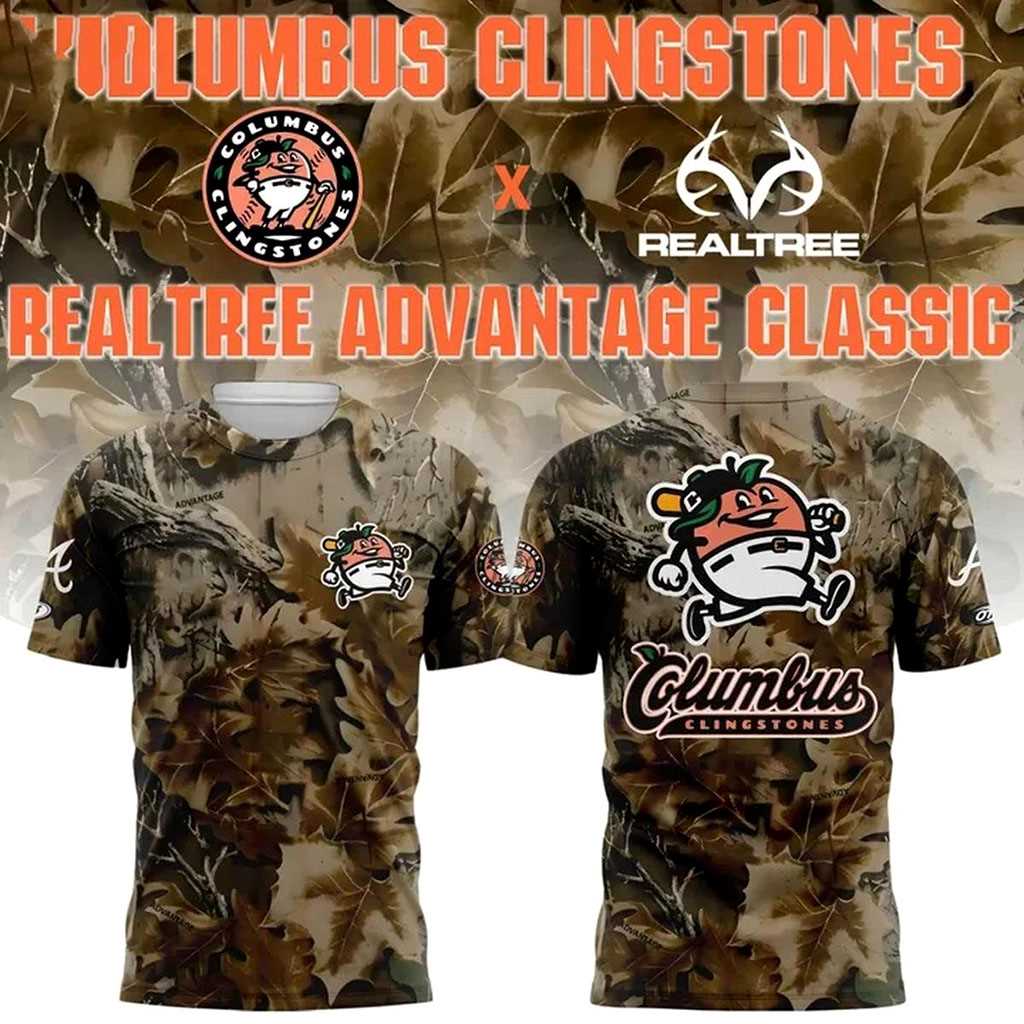 Columbus Clingstones Realtree Advantage Classic 2026 Camo T Shirt Columbus Clingstones Realtree Advantage Classic 2026 Camo T Shirt