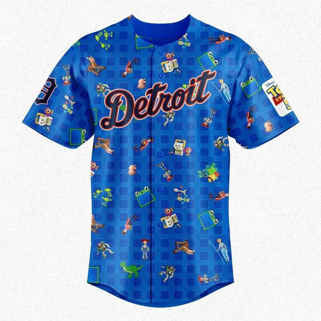 Detroit Tigers 2026 Toy Story 5 Day Custom Baseball Jersey Detroit Tigers 2026 Toy Story 5 Day Custom Baseball Jersey