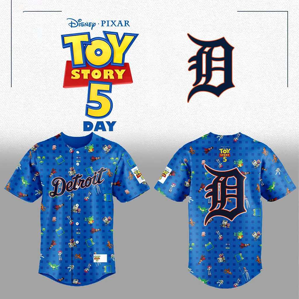 Detroit Tigers 2026 Toy Story 5 Day Custom Baseball Jersey Detroit Tigers 2026 Toy Story 5 Day Custom Baseball Jersey