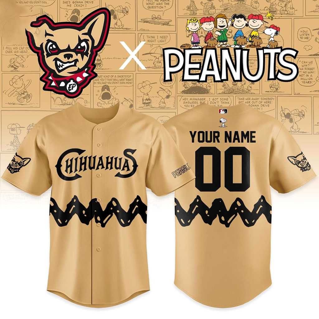 El Paso Chihuahuas Peanuts Night Game 2026 Custom Baseball Jersey El Paso Chihuahuas Peanuts Night Game 2026 Custom Baseball Jersey