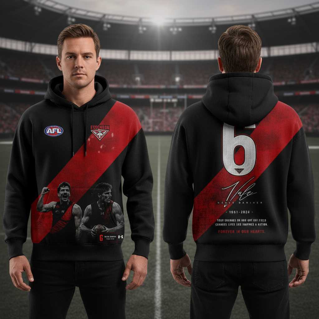Essendon Bombers AFL Commemorates Neale Daniher 1961 2026 Tee Hoodie Essendon Bombers AFL Commemorates Neale Daniher 1961 2026 Tee Hoodie
