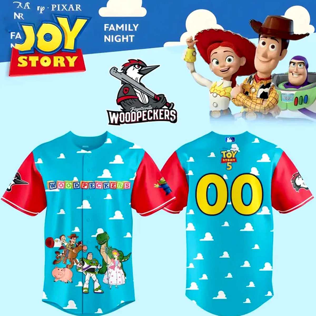 Fayetteville Woodpeckers Toy Story Night 2026 Jersey Fayetteville Woodpeckers Toy Story Night 2026 Jersey