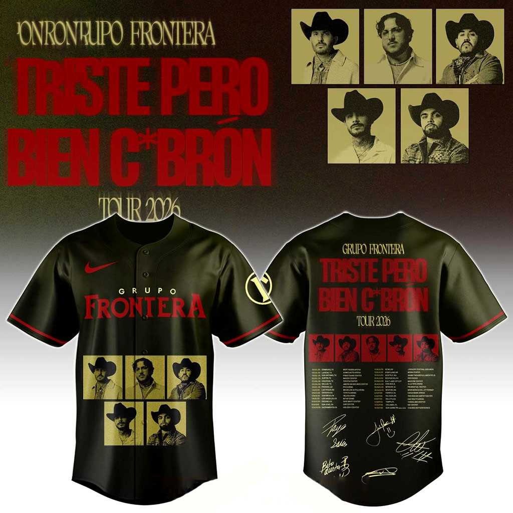 Grupo Frontera Us Tour 2026 Triste Pero Bien C’Bron Baseball Jersey Grupo Frontera Us Tour 2026 Triste Pero Bien C’Bron Baseball Jersey