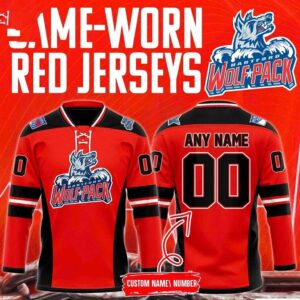 Hartford Wolf Pack Worn Red Game 2026 Personalized Hockey Jersey