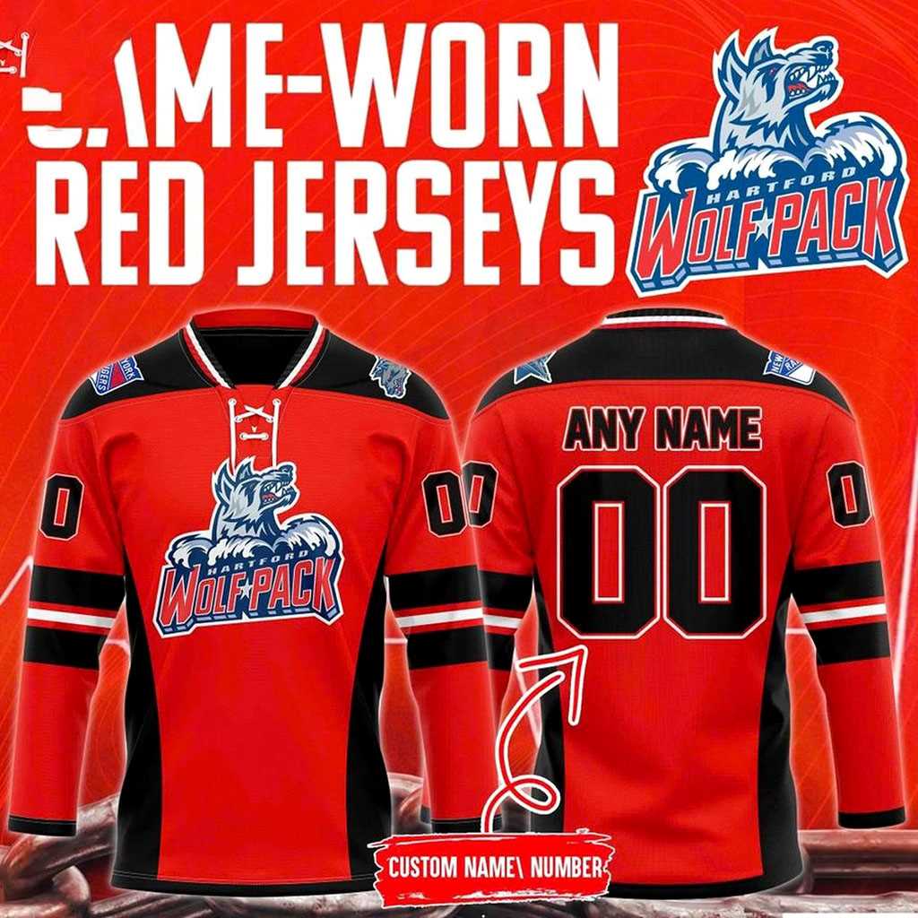 Hartford Wolf Pack Worn Red Game 2026 Personalized Hockey Jersey Hartford Wolf Pack Worn Red Game 2026 Personalized Hockey Jersey