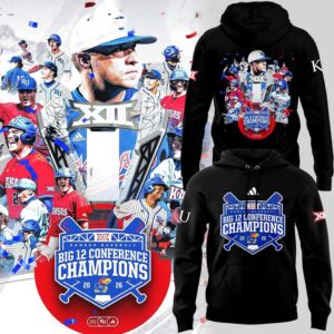 Kansas Jayhawks Baseball Big 12 Conference Champions Red Black Hoodie