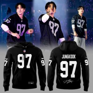 Las Vegas Raiders Jung Kook in Silver Black Hoodie