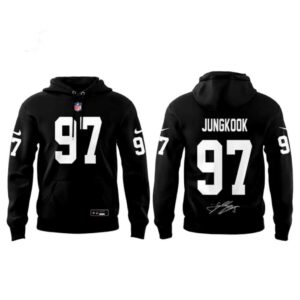 Las Vegas Raiders Jung Kook in Silver Black Hoodie