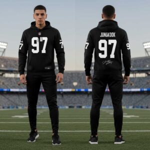 Las Vegas Raiders Jung Kook in Silver Black Hoodie