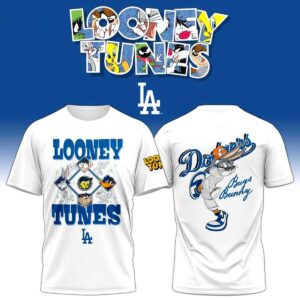Los Angeles Dodgers Looney Tunes Bugs Bunny Retro Baseball White Hoodie