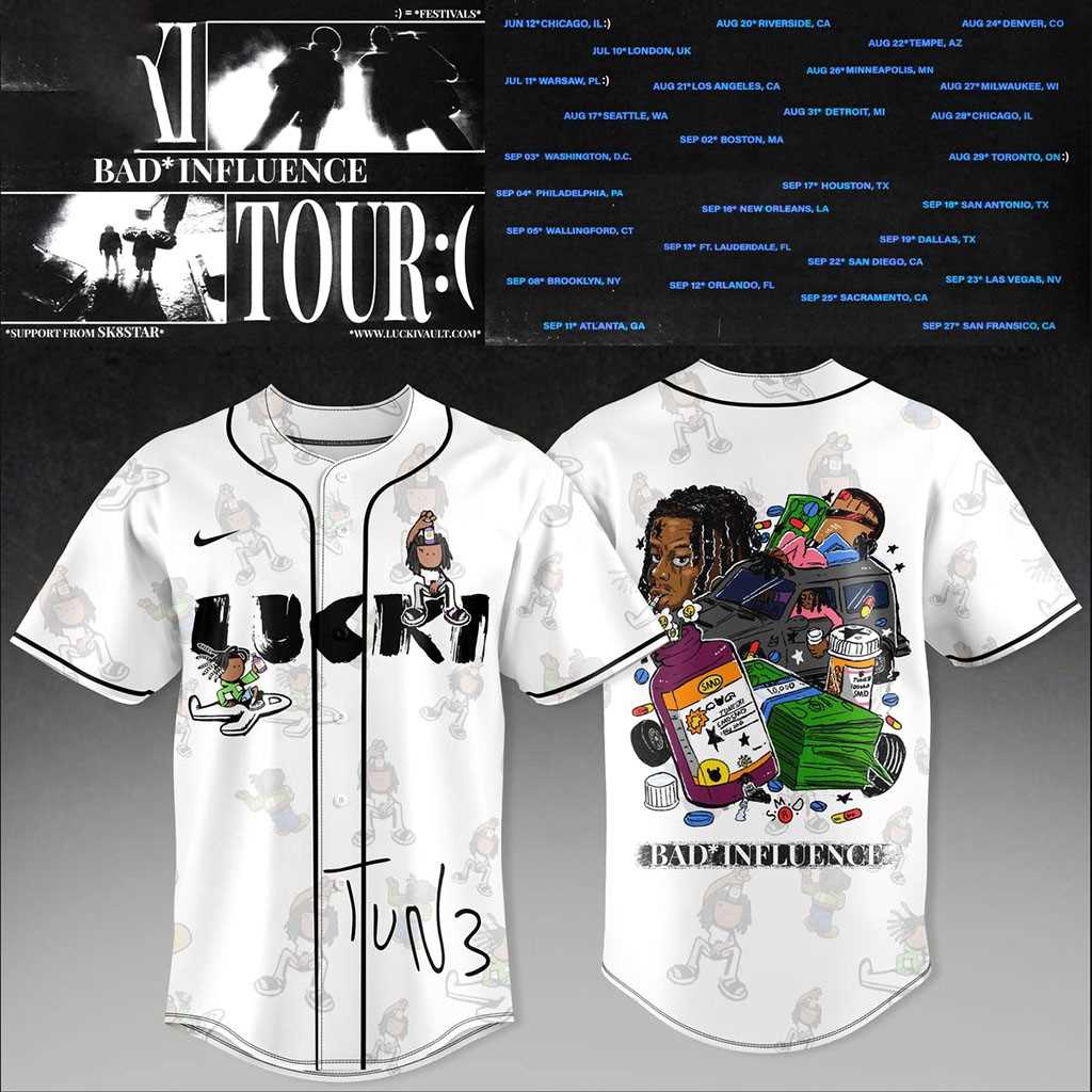 Lucki Bad Influence Tour 2026 Baseball Jersey Lucki Bad Influence Tour 2026 Baseball Jersey