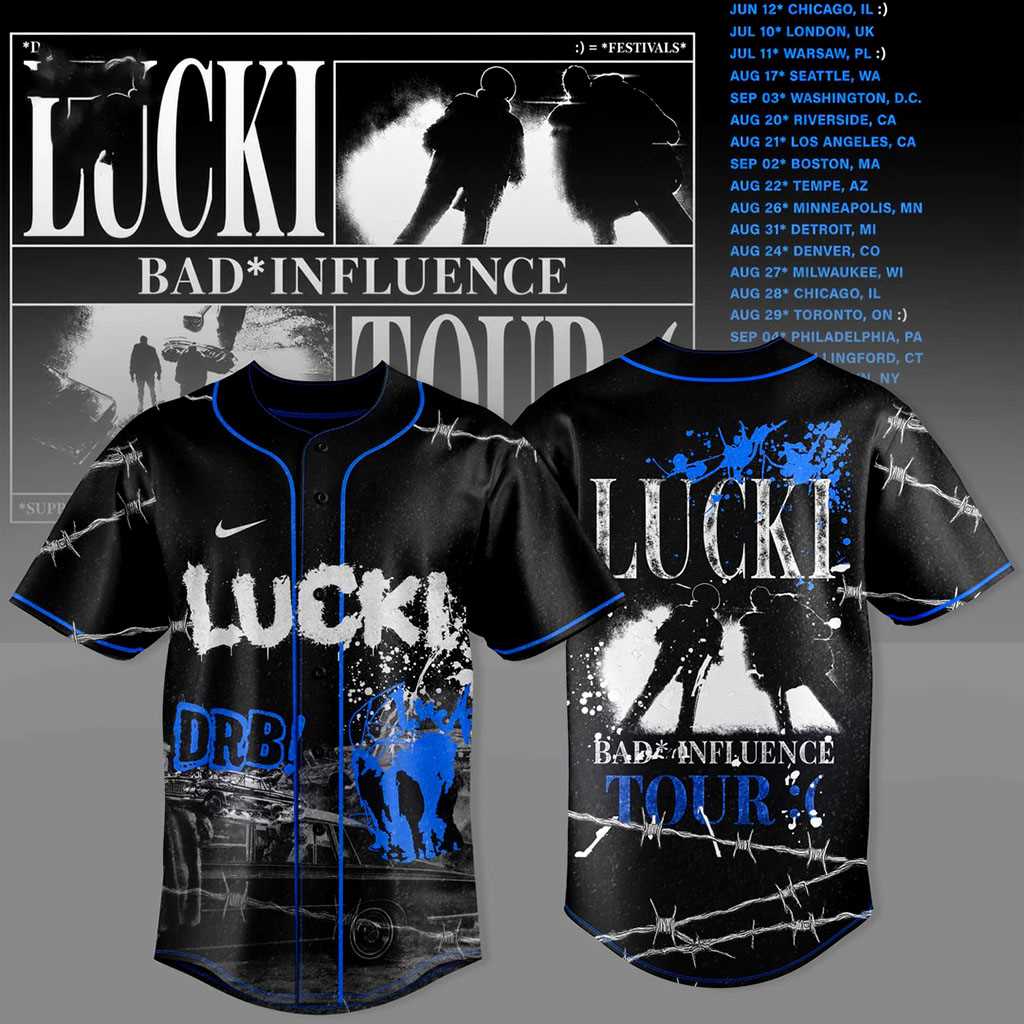 Lucki Bad Influence Tour 2026 Baseball Jersey Lucki Bad Influence Tour 2026 Baseball Jersey