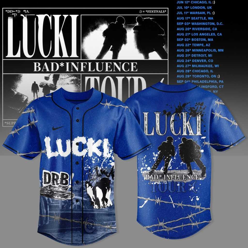 Lucki Bad Influence Tour 2026 Deadboylife Baseball Jersey Lucki Bad Influence Tour 2026 Deadboylife Baseball Jersey