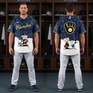 Milwaukee Brewers Peanuts Game Night 2026 Classic Baseball Jersey