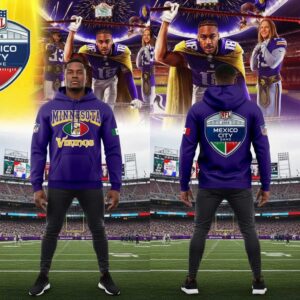 Minnesota Vikings 2026 NFL Mexico City Game Celebrating Tee Hoodie