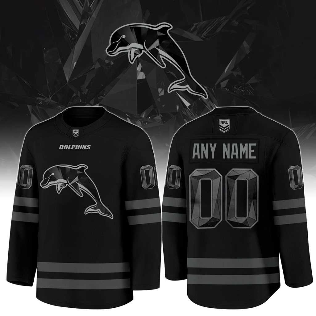 NRL Dolphins 2026 Blackout Custom Hockey Jersey