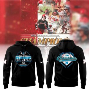 Nebraska Cornhuskers Softball 2026 BIG TEN TOURNAMENT CHAMPIONS Edition Black Hoodie