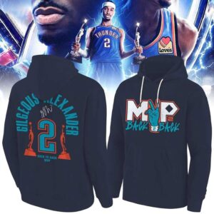 Oklahoma City Thunder Shai Gilgeous Alexander MVP Back 2 Back 2026 Tee Hoodie
