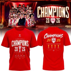 Olympiacos Basketball EuroLeague Champions 2026 Red Hoodie