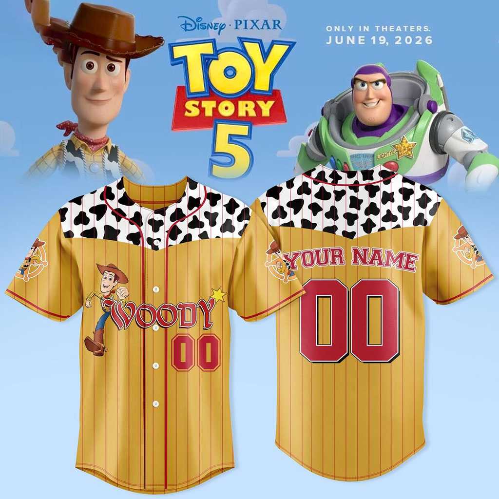 Toy Story 5 The Movies 2026 Woody Custom Baseball Jersey Toy Story 5 The Movies 2026 Woody Custom Baseball Jersey