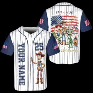 Toy Story Woody USA 250 Anniversary Baseball Jersey