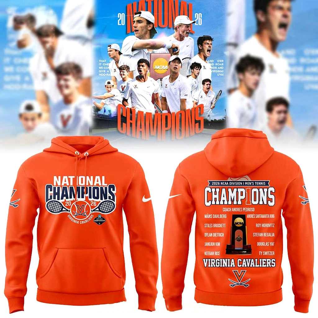 Virginia Cavaliers Tennis 2026 NCAA DI National Champions Tee Hoodies Virginia Cavaliers Tennis 2026 NCAA DI National Champions Tee Hoodies