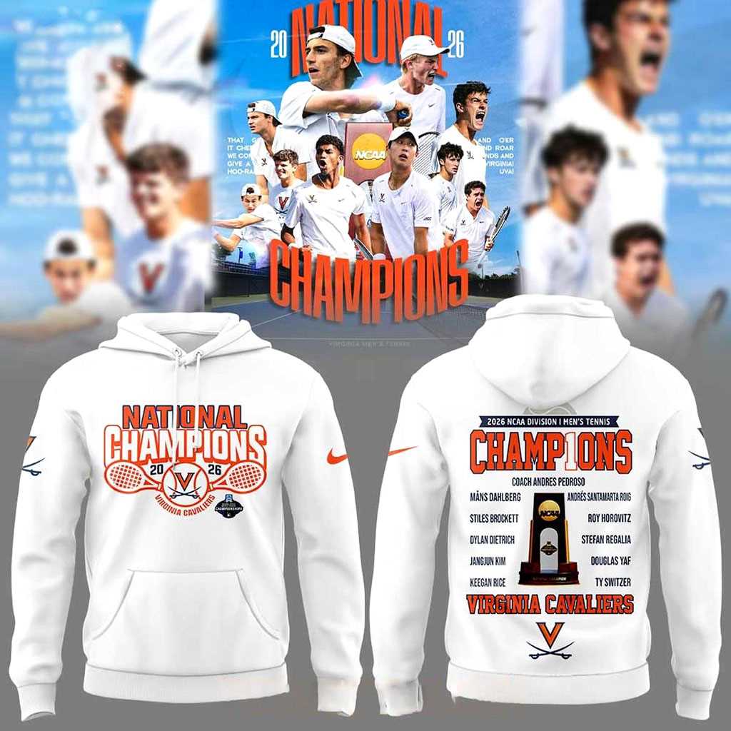 Virginia Cavaliers Tennis 2026 NCAA DI National Champions Tee Hoodies Virginia Cavaliers Tennis 2026 NCAA DI National Champions Tee Hoodies