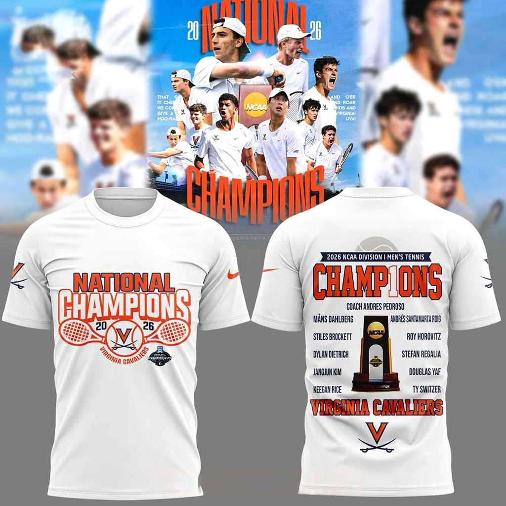 Virginia Cavaliers Tennis 2026 NCAA DI National Champions Tee Hoodies Virginia Cavaliers Tennis 2026 NCAA DI National Champions Tee Hoodies
