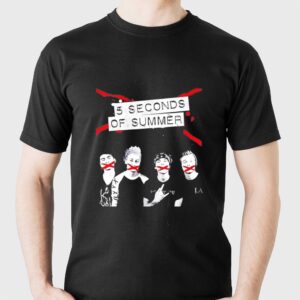 5 Seconds Of Summer Band Member Mouth Red X Tee