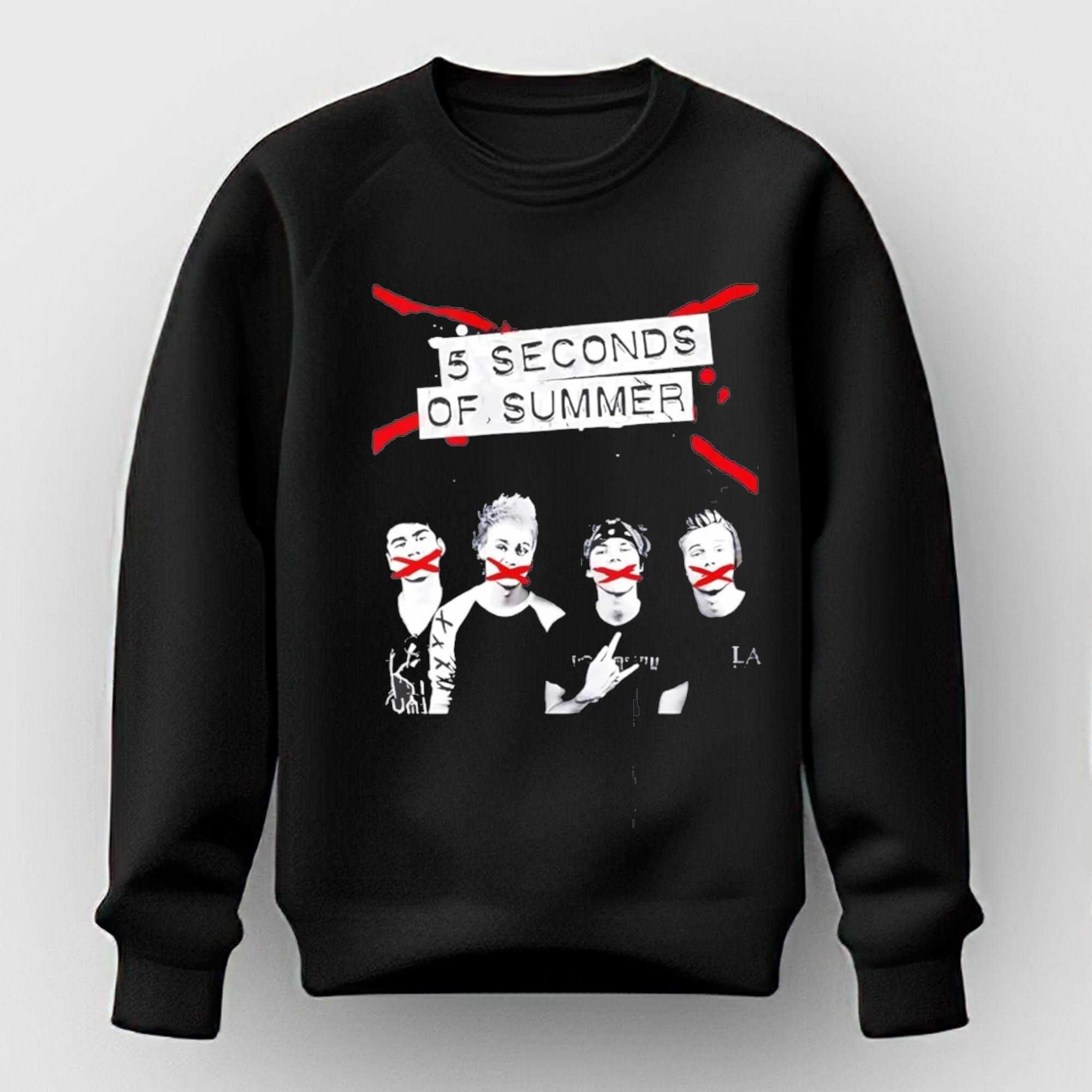 5 Seconds Of Summer Band Member Mouth Red X Tee 5 Seconds Of Summer Band Member Mouth Red X Tee