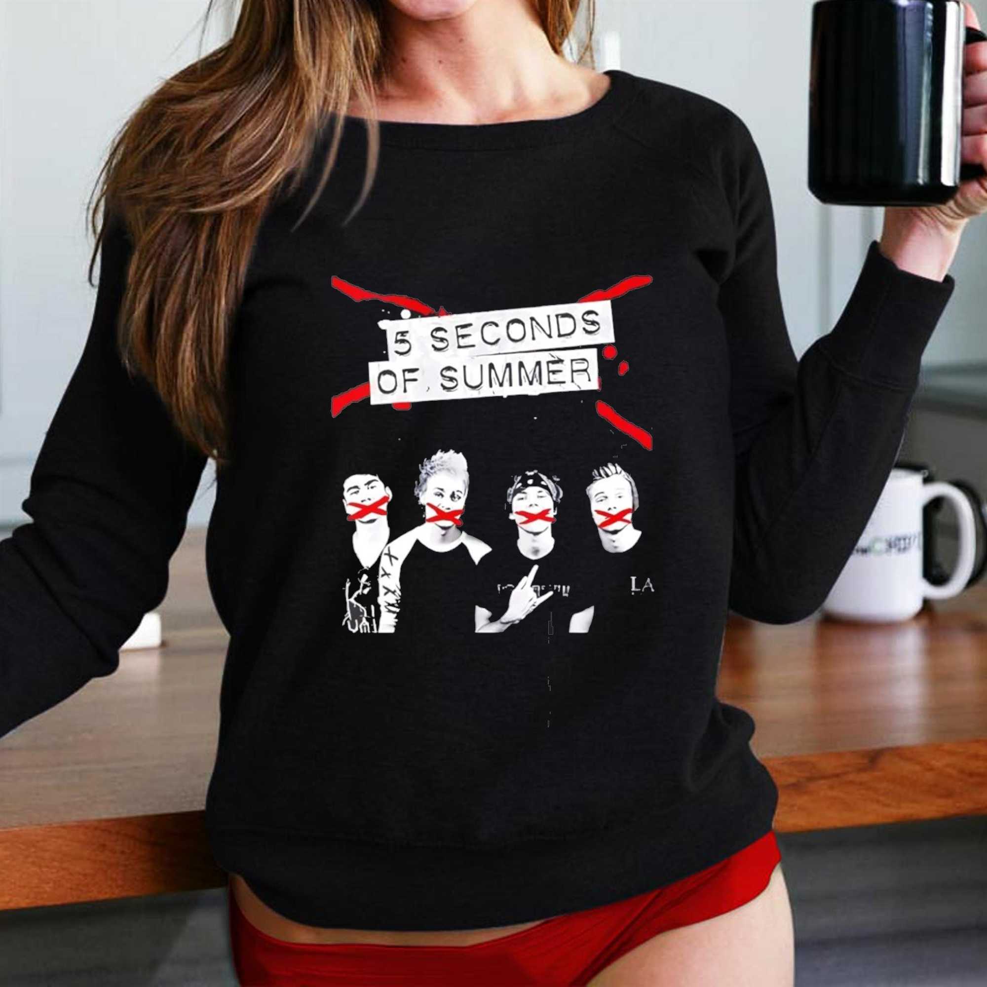 5 Seconds Of Summer Band Member Mouth Red X Tee 5 Seconds Of Summer Band Member Mouth Red X Tee