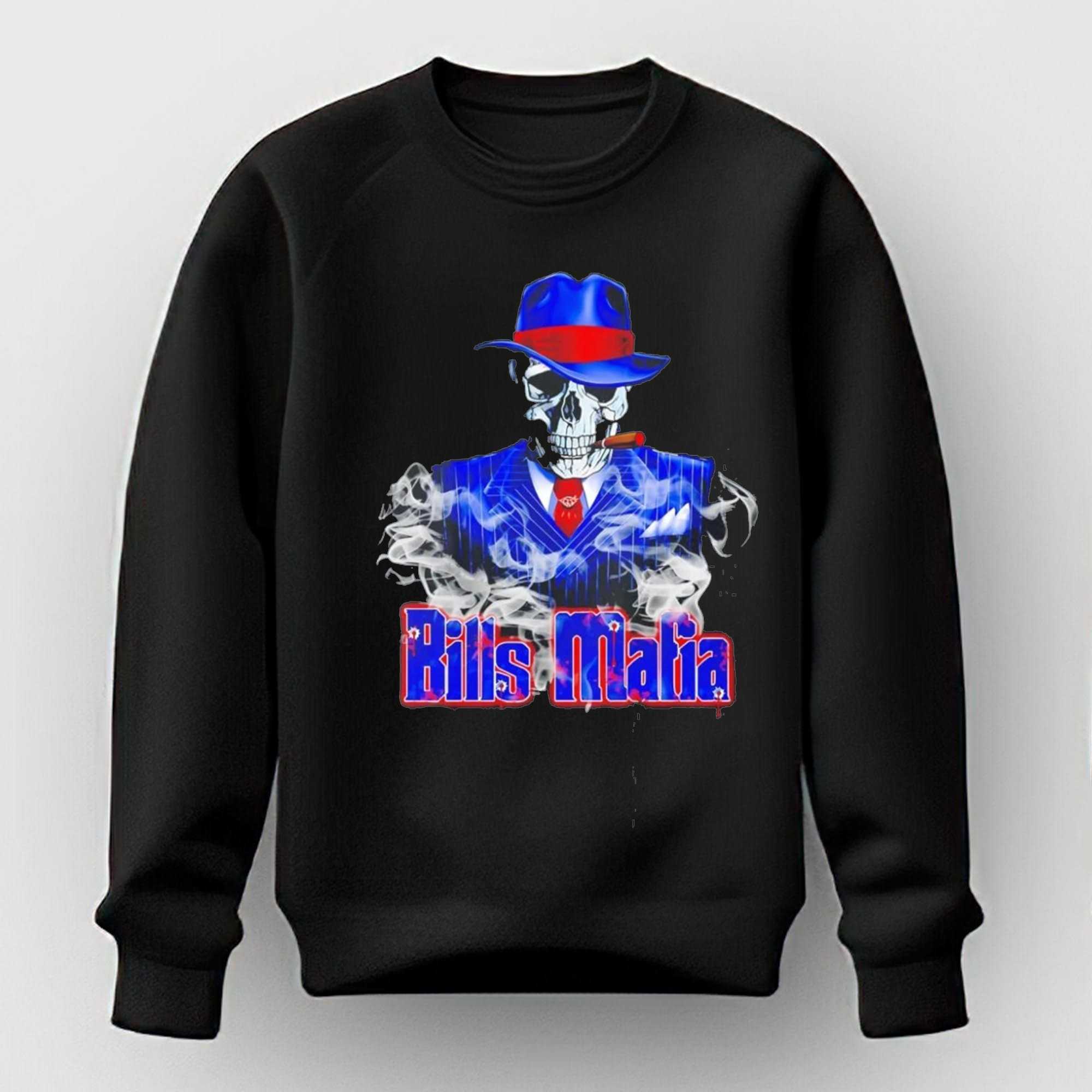 Bills Mafia Apparel Skull Wearing Suit Smoking Cigar Tee Bills Mafia Apparel Skull Wearing Suit Smoking Cigar Tee
