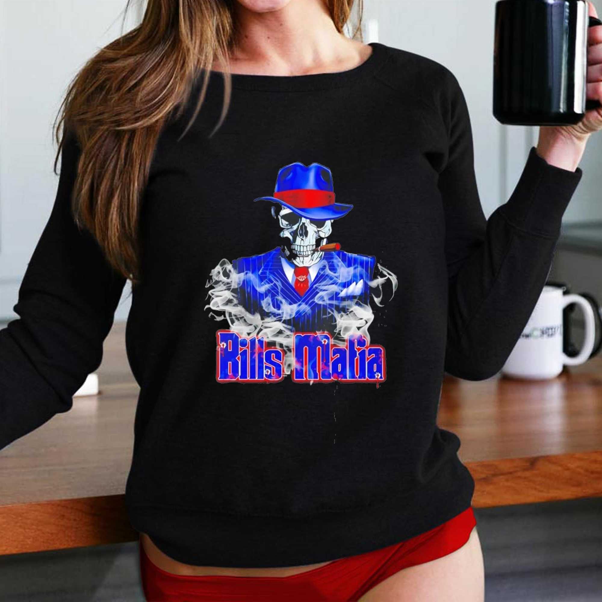 Bills Mafia Apparel Skull Wearing Suit Smoking Cigar Tee Bills Mafia Apparel Skull Wearing Suit Smoking Cigar Tee