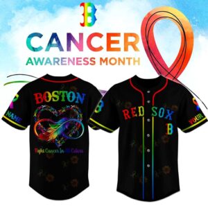 Boston Red Sox Cancer Awareness Month Custom Baseball Jersey