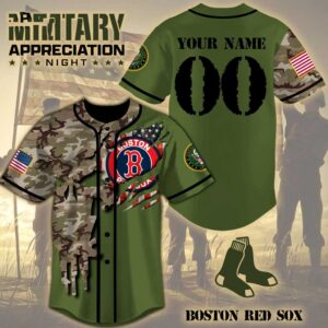Boston Red Sox Military Appreciation Camo Rip Style Custom Baseball Jersey