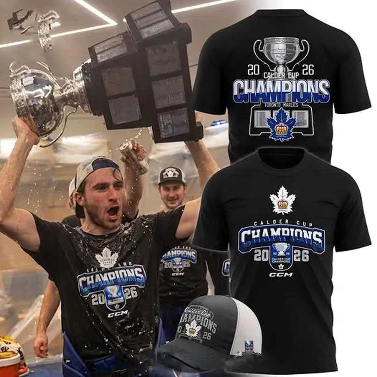 Calder Cup 2018 2026 Toronto Marlies 2X Champions Tee Hoodie Calder Cup 2018 2026 Toronto Marlies 2X Champions Tee Hoodie