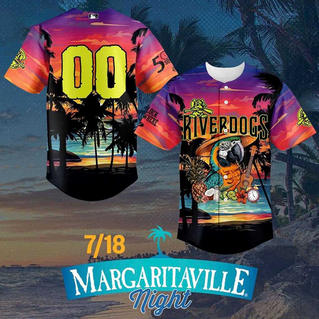 Charleston RiverDogs Margaritaville Night 2026 Custom Baseball Jersey Charleston RiverDogs Margaritaville Night 2026 Custom Baseball Jersey