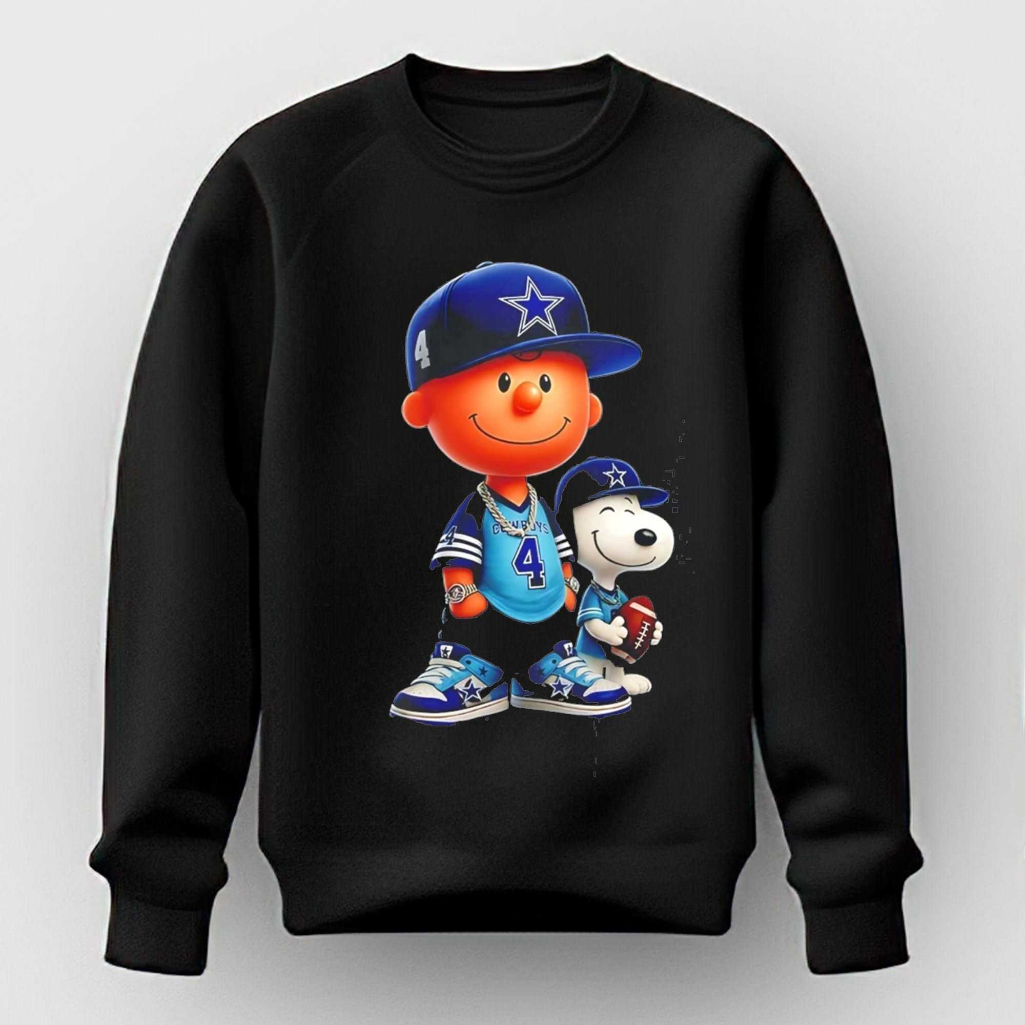 Charlie Brown And Snoopy Cowboys Tee Hoodie Charlie Brown And Snoopy Cowboys Tee Hoodie
