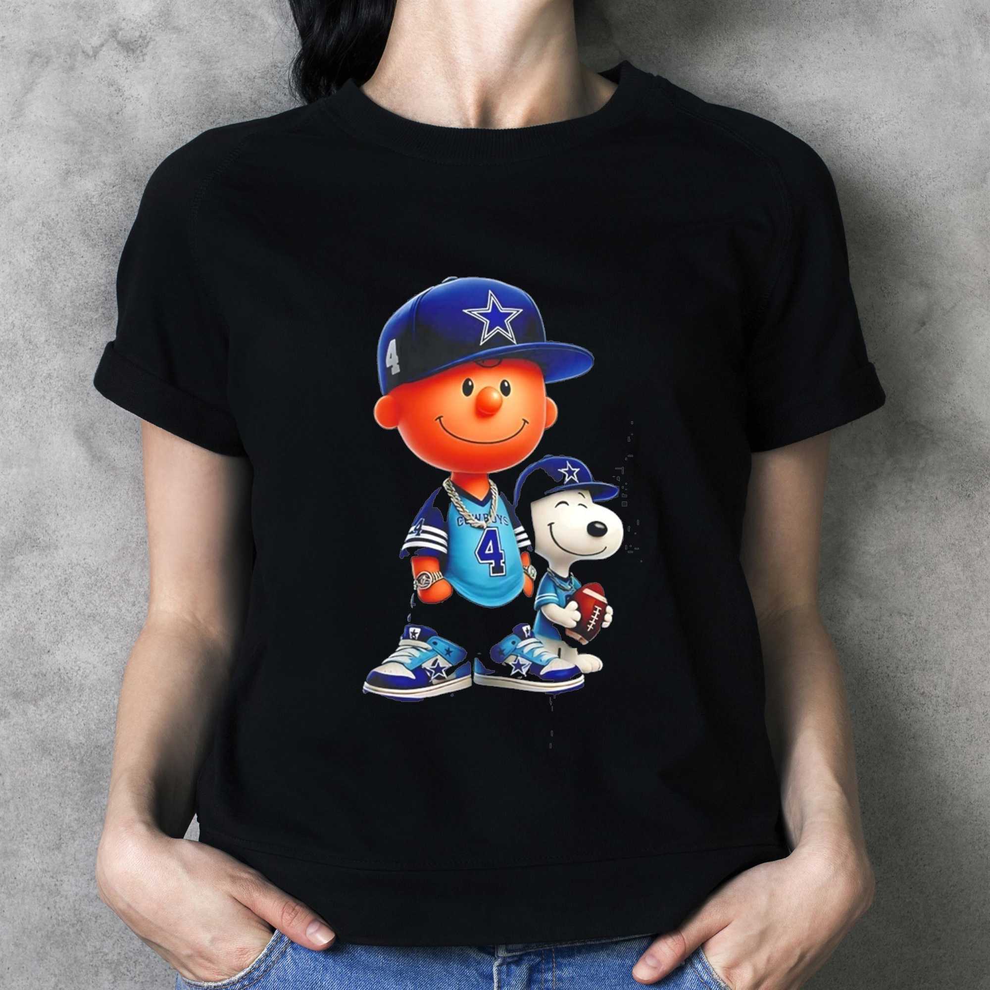 Charlie Brown And Snoopy Cowboys Tee Hoodie Charlie Brown And Snoopy Cowboys Tee Hoodie